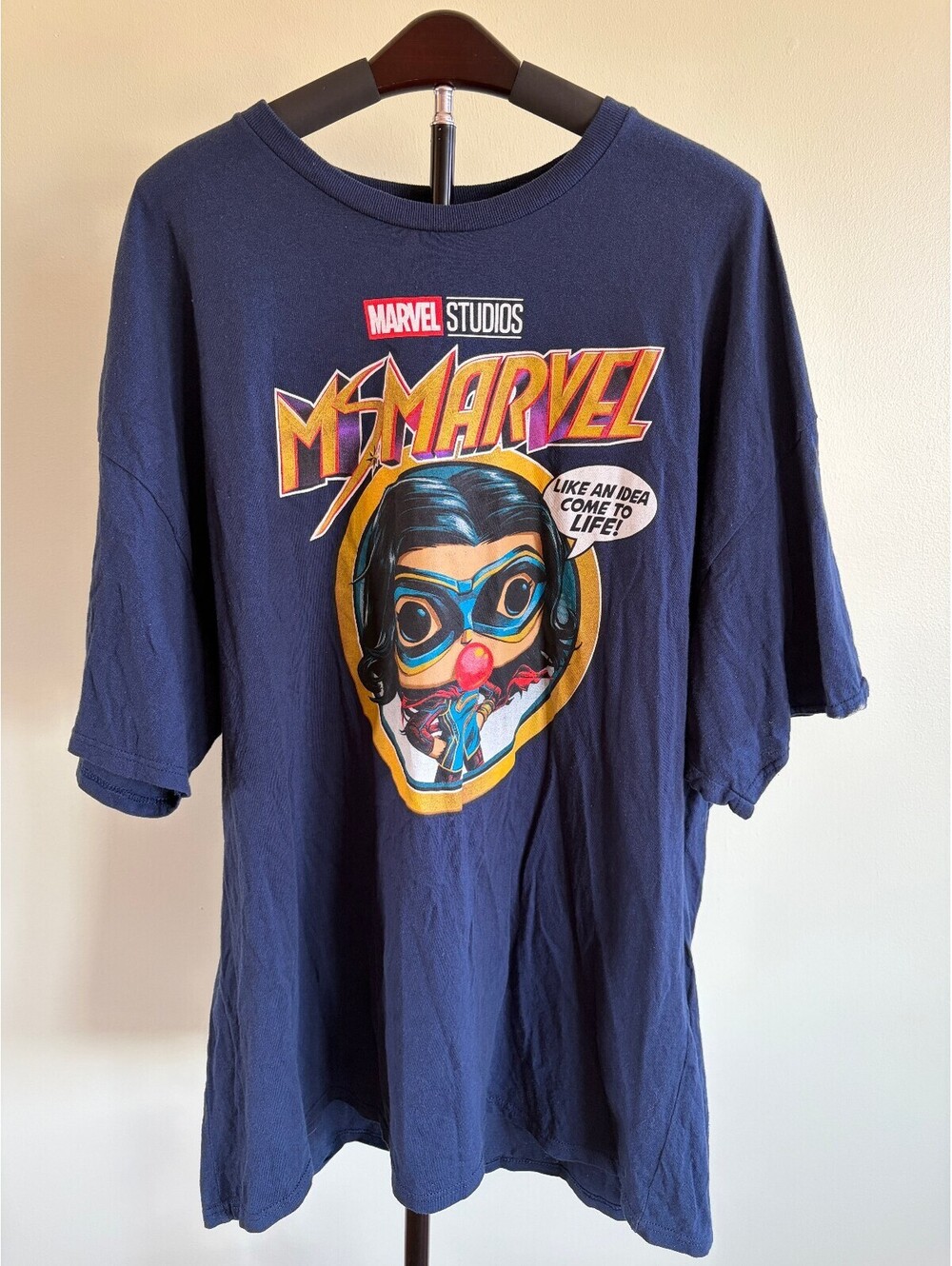 Funko Pop Marvel Ms. Marvel Men’s 2XL Navy Graphic T-Shirt Kamala Khan